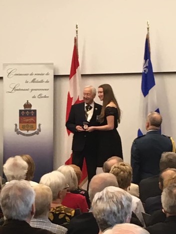 La Médaille du Lieutenant-gouverneur décernée à Noemy Legault du CF Annexe secondaire de Longueuil