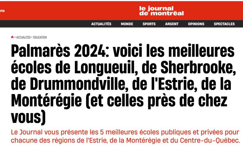 Sur la liste de l’Institut Fraser des meilleures écoles