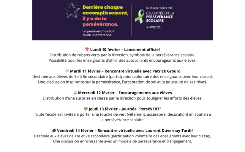 Semaine de la persévérance scolaire